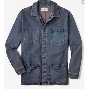 Unison Washed Denim Chore Coat Medium Blue Utility Jacket 2310-TRVAL-406-MED M‎